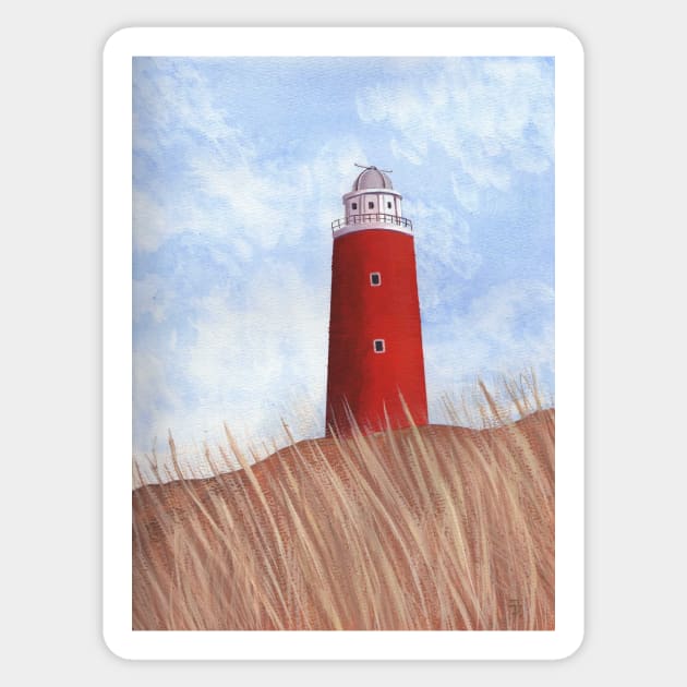 The Red Lighthouse Sticker by JoanTatley